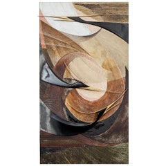 Japanese Carved Wooden Panel: Herons in Flight in an Abstract Form