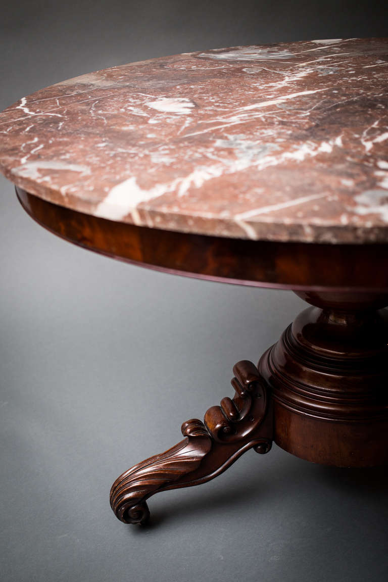 19th Century Center Hall Louis Philippe Marble-Top Table For Sale