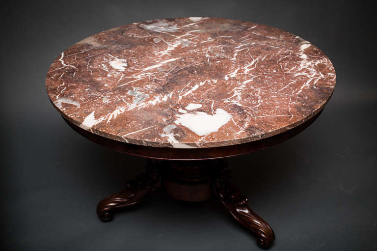 Center Hall Louis Philippe Marble-Top Table In Excellent Condition For Sale In Hudson, NY
