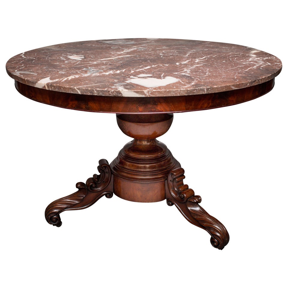 Center Hall Louis Philippe Marble-Top Table For Sale
