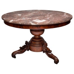 Antique Center Hall Louis Philippe Marble-Top Table