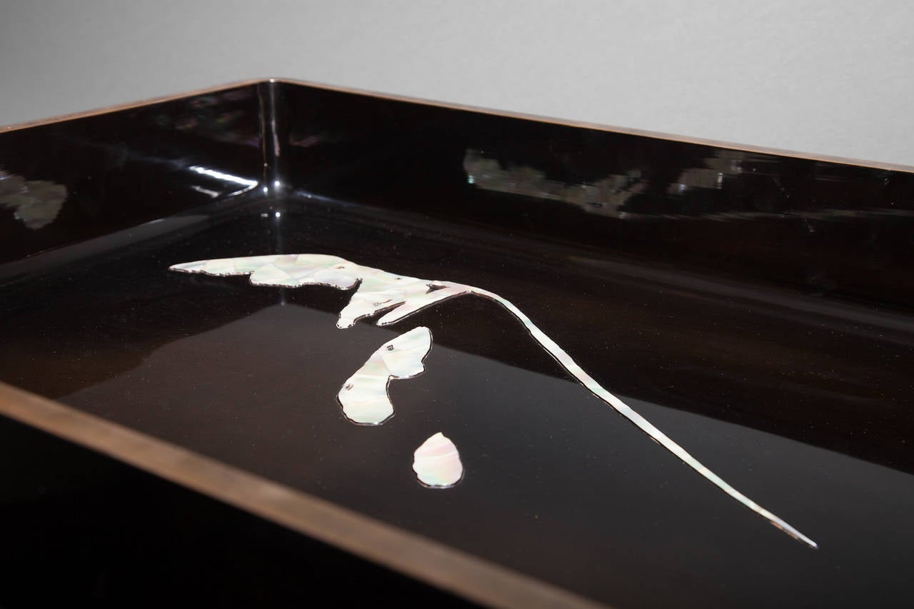 Japanese Black Lacquer Kimono Tray