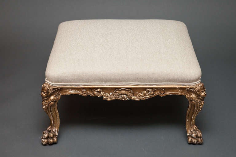 French Continental large gilded stool
