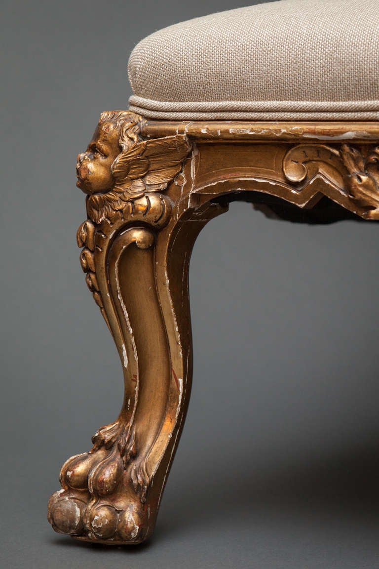 Continental large gilded stool 1