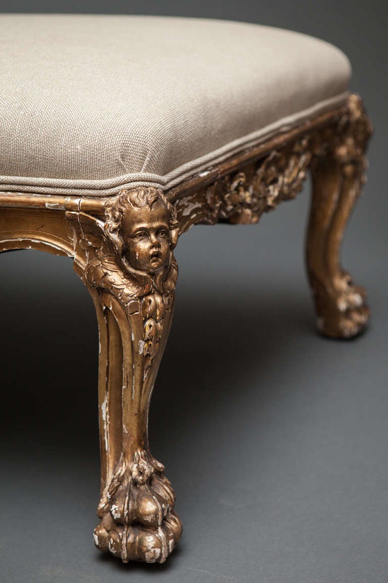 Continental large gilded stool 2