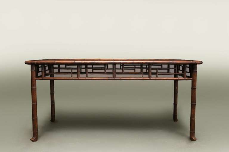 20th Century French Faux Bamboo Dining Table For Sale