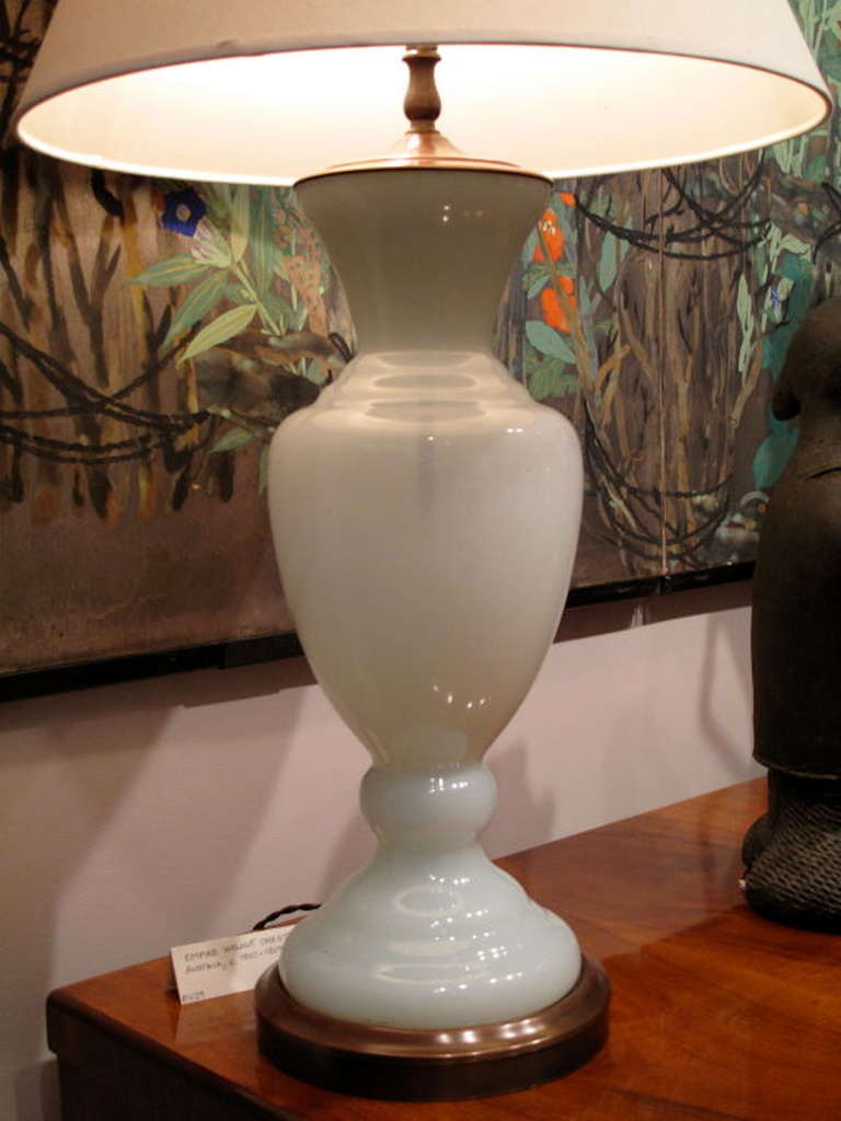 Italian Pair of Milk Glass Lamps