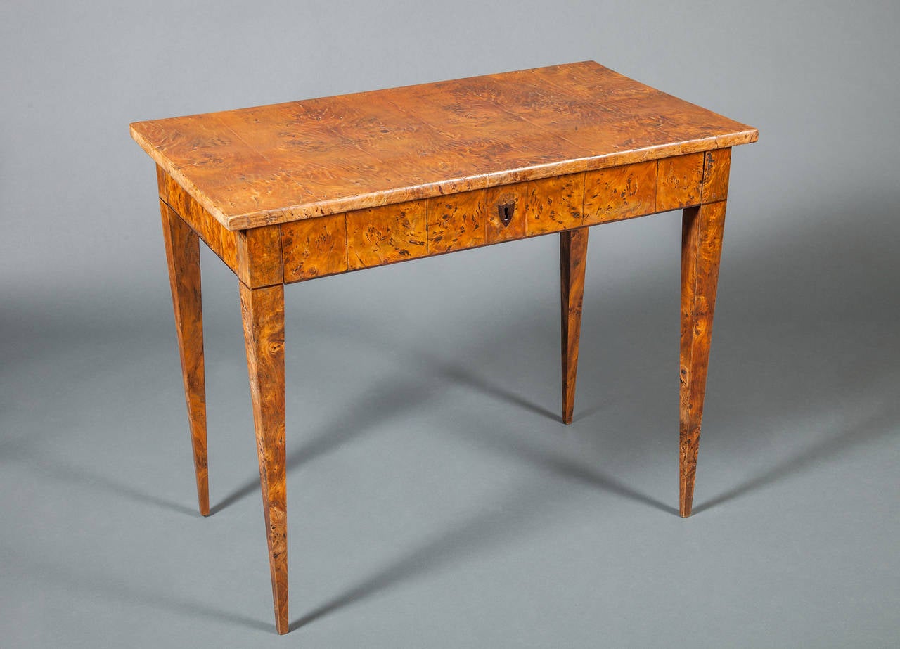 19th Century Biedermeier Burl Elmwood Writing Table