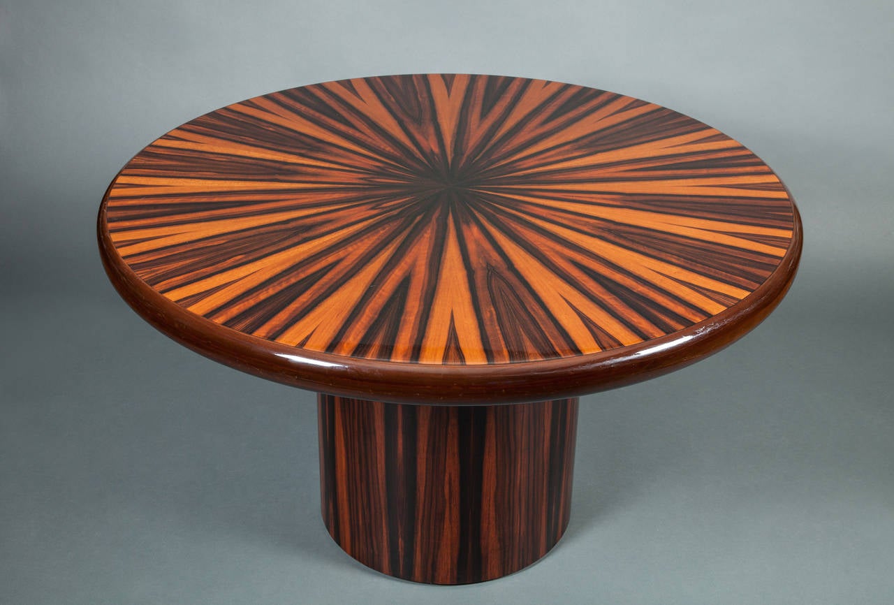 Italian Zebrawood Round Center Table In Excellent Condition In Hudson, NY
