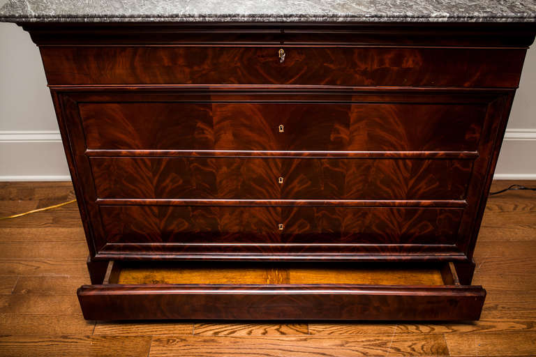 French Louis Philippe Secretary with Marble Top For Sale