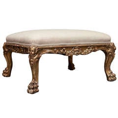 Antique Continental large gilded stool