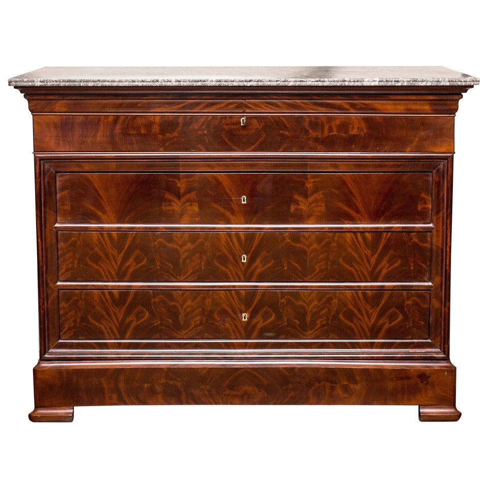 Louis Philippe Secretary with Marble Top For Sale