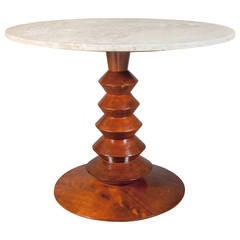 Italian Pedestal Table with Travertine Top