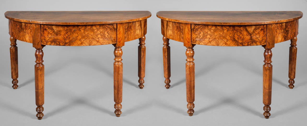 19th Century Pair of Demilune Tables For Sale