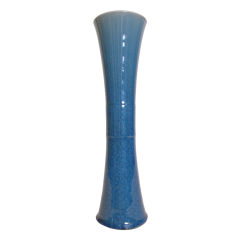 Japanese earthenware hana-ire (flower vase) with blue glaze