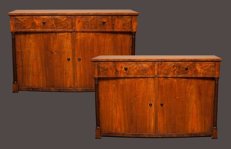Pair of Biedermeier Ebonized and Black Walnut Cabinets