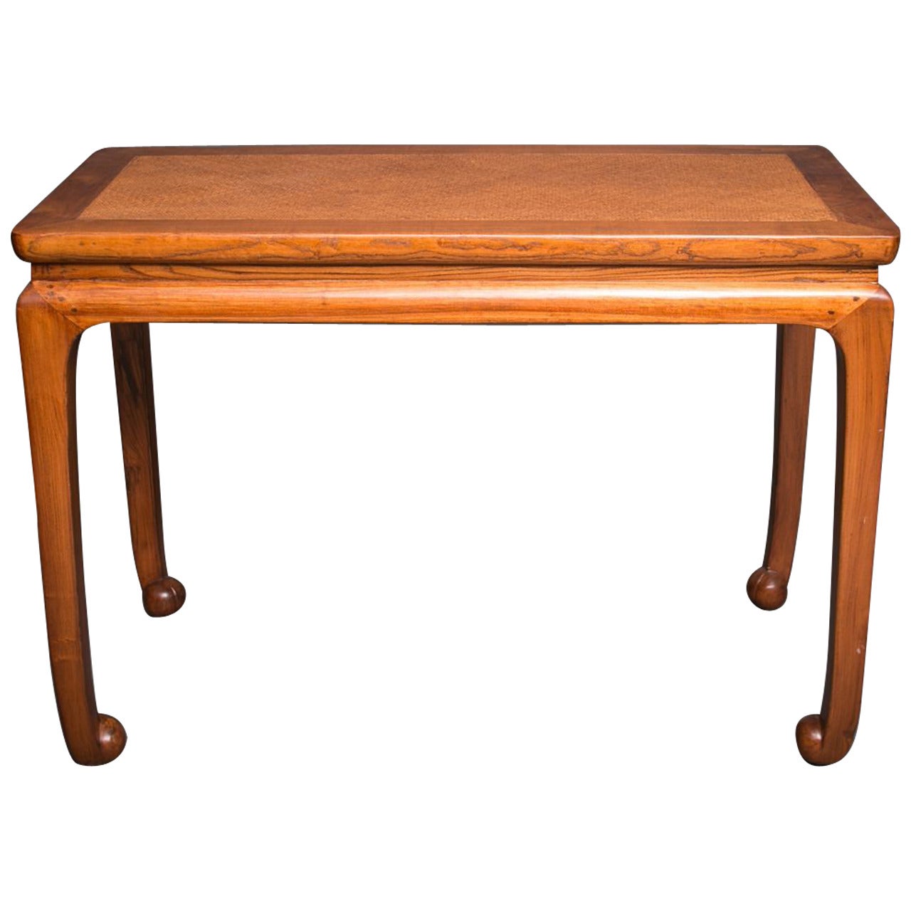 Elmwood Console Table with Woven Mat Top For Sale