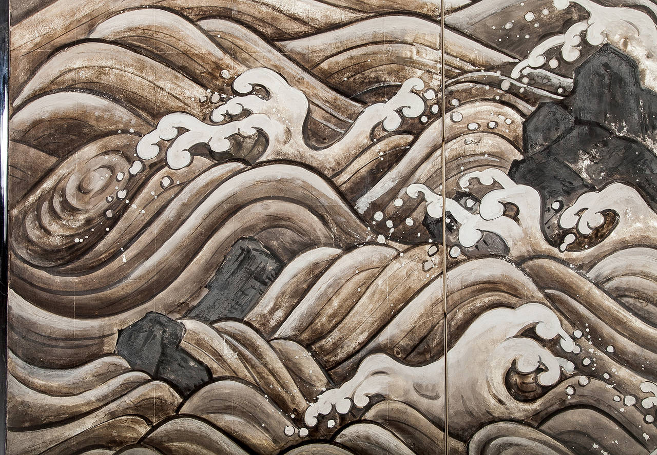 Japanese Screen Rocks and Waves