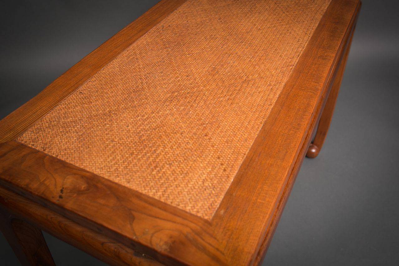 Elmwood Console Table with Woven Mat Top In Excellent Condition For Sale In Hudson, NY