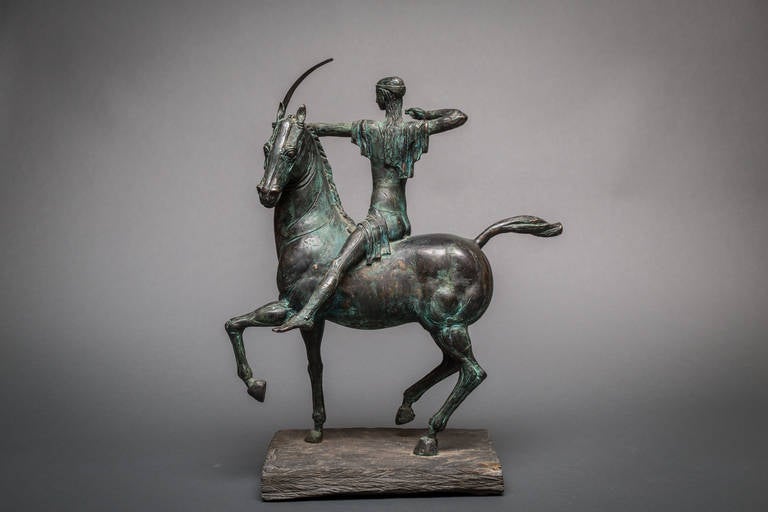 Bronze horse with archer by Temur Lomidze.  