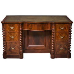 Late Victorian Carved Mahogany Pedestal Desk