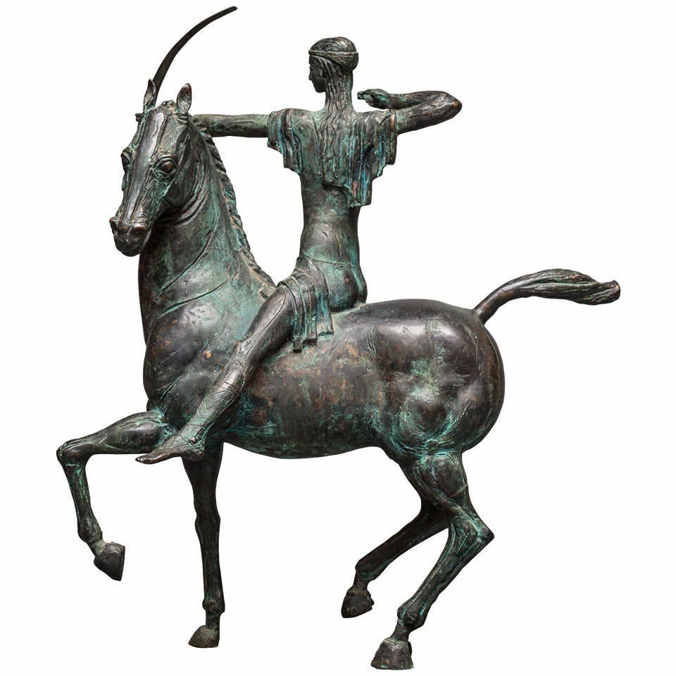 Bronze Horse with Archer by Temur Lomidze For Sale