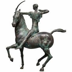 Vintage Bronze Horse with Archer by Temur Lomidze