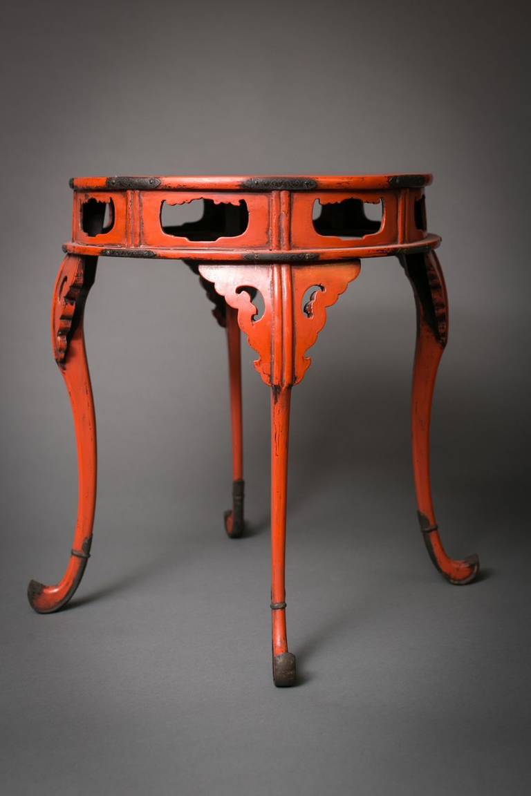 18th Century and Earlier Japanese Red Negoro Lacquer Stand