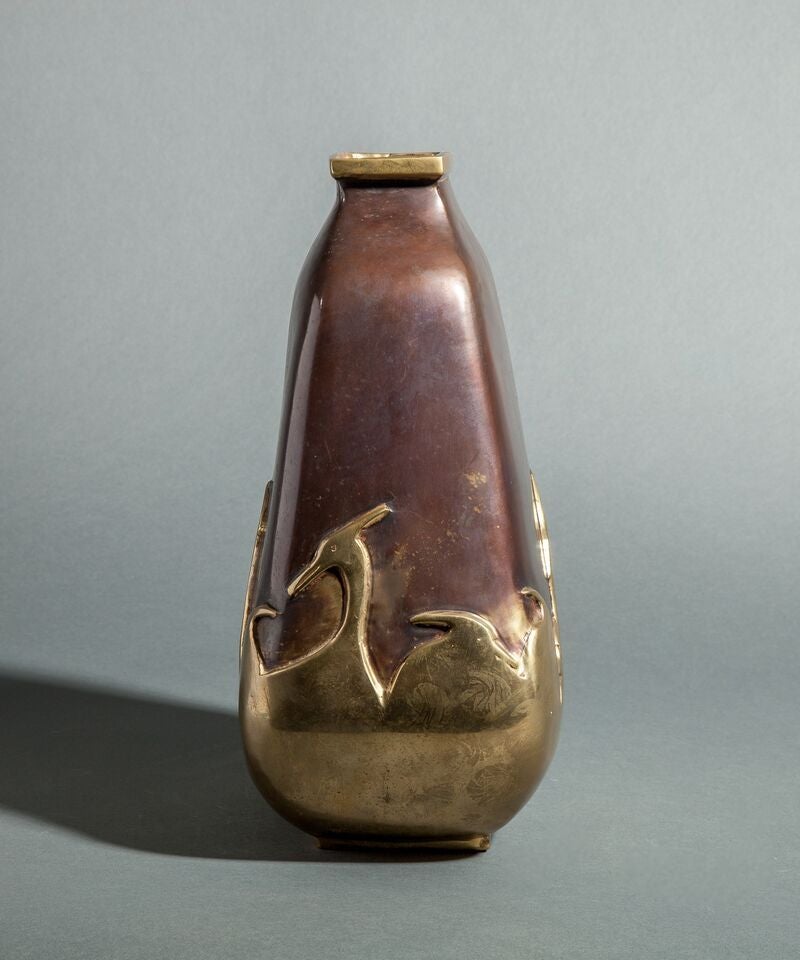 Asian Bronze Vase with Heron Design