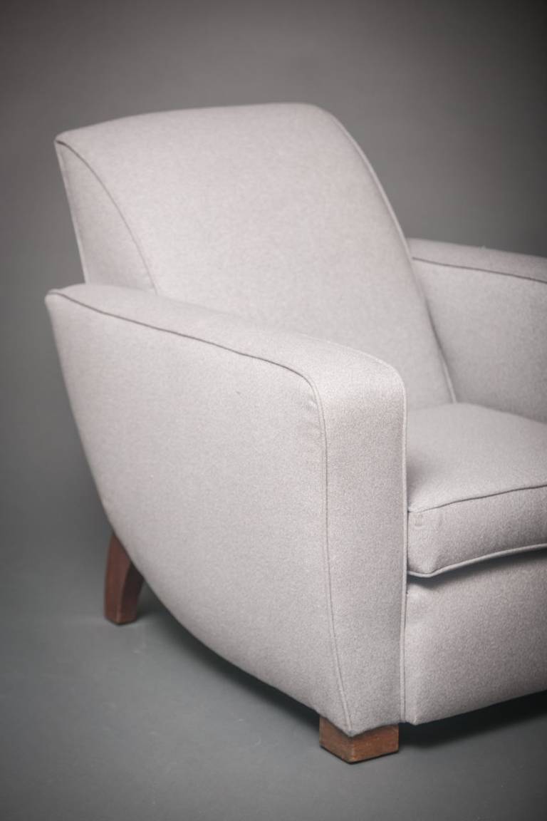 Upholstery Pair of Modern Armchairs