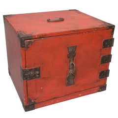 Red Lacquer Ship's Tansu or Chest