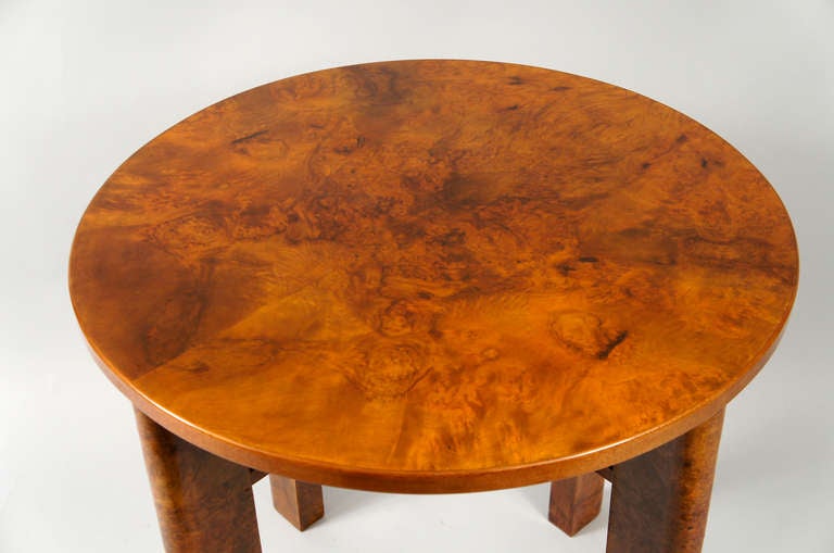 Czech Burl Wood Art Deco Side Table