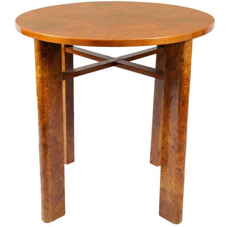 Burl Wood Art Deco Side Table For Sale at 1stdibs