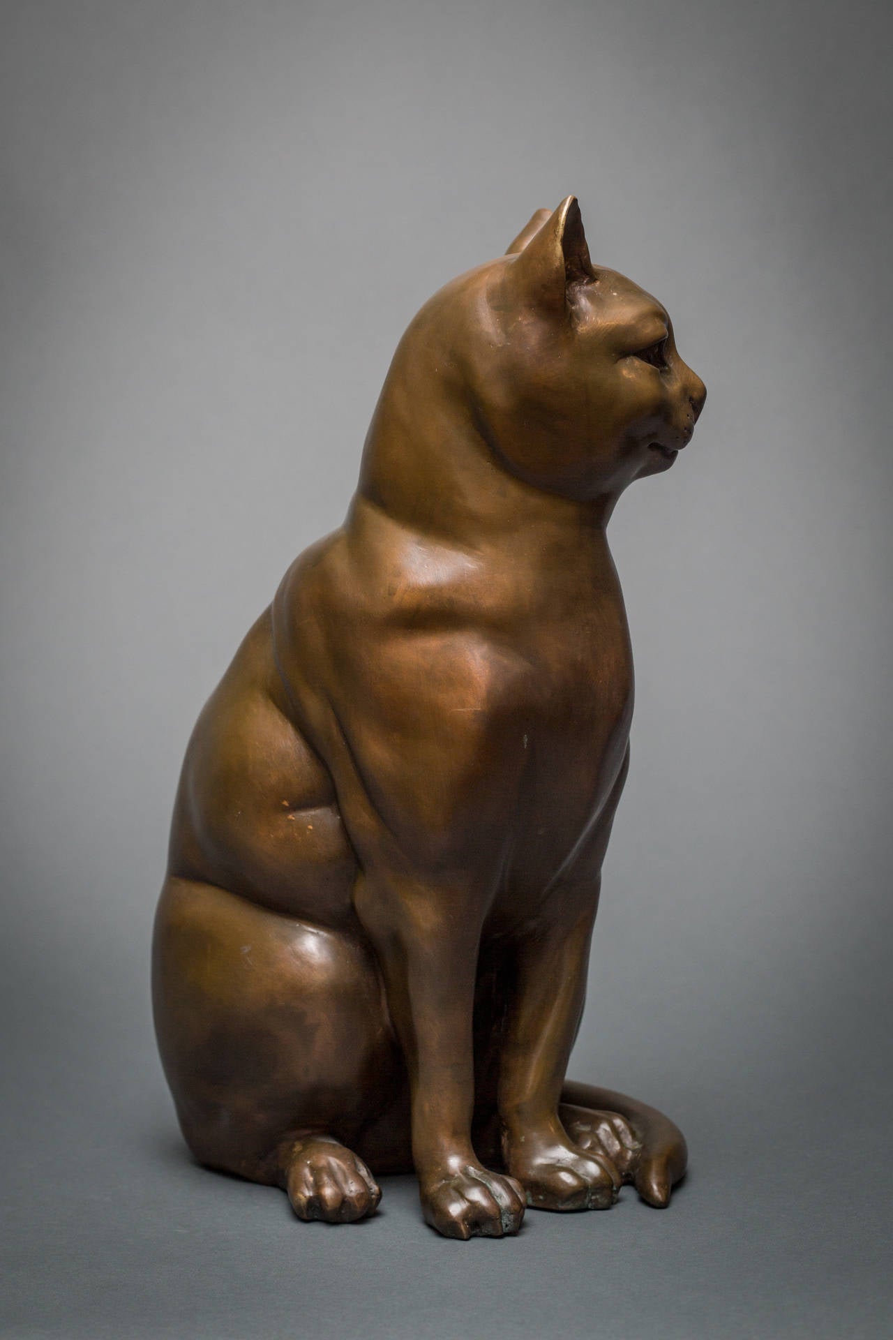 20th Century French Bronze Cat Sculpture