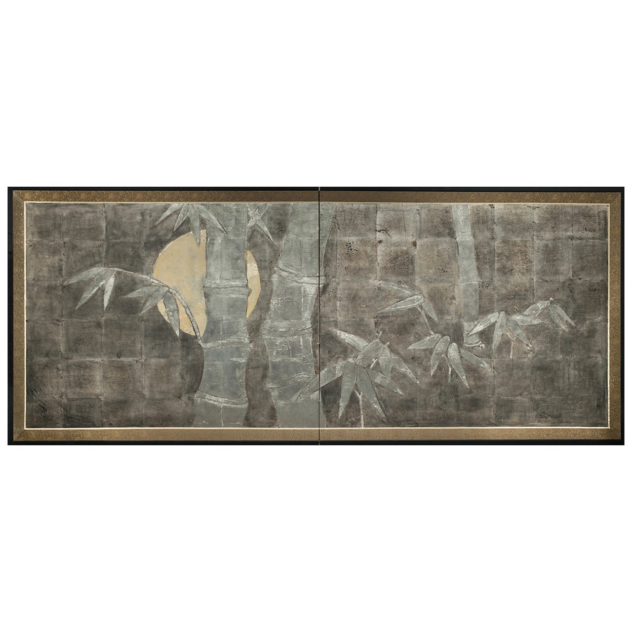 Japanese Screen, "Silver Bamboo on Silver"