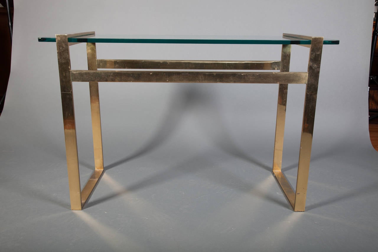 Paul M. Jones Konsole aus Bronze und Glas.