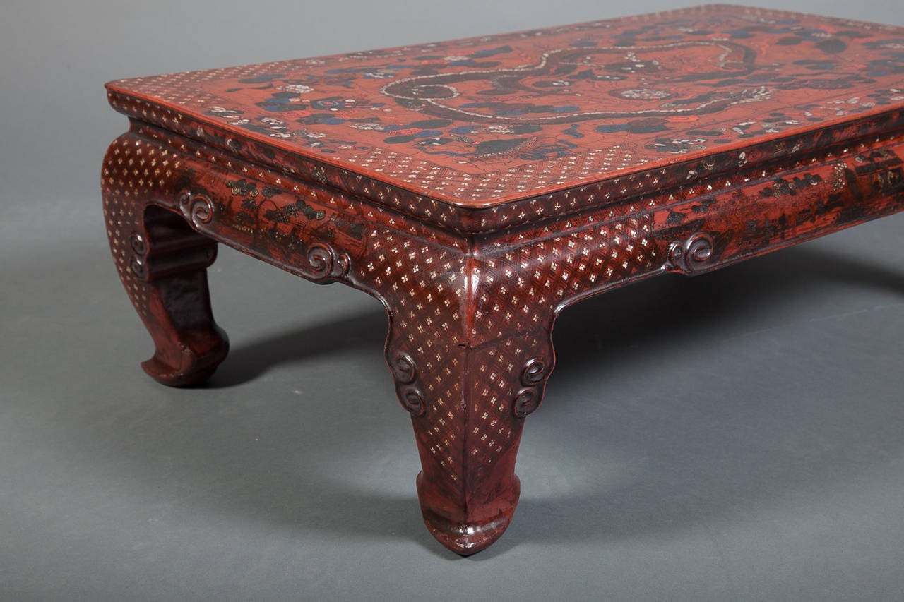 Chinese, 18th Century Red Lacquer Table In Excellent Condition For Sale In Hudson, NY