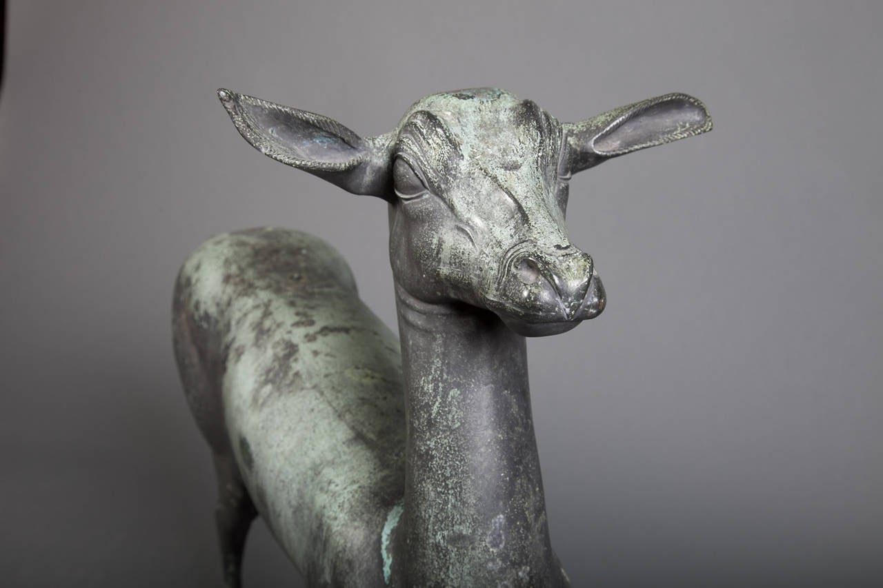 Italian Pompeian Bronze Deer In Excellent Condition In Hudson, NY