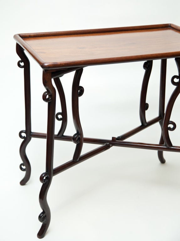 Chinese hongmu wood folding game table, c. 1800.  Removable tray top.