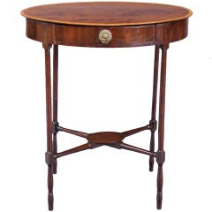 Antique George III Satinwood-inlaid Mahogany Oval Top Table
