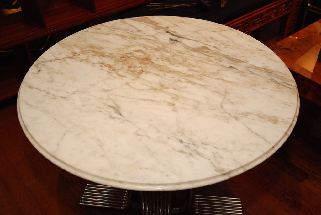 Mid-Century Modern Mid-Century Marble Top Table with Chrome Base For Sale