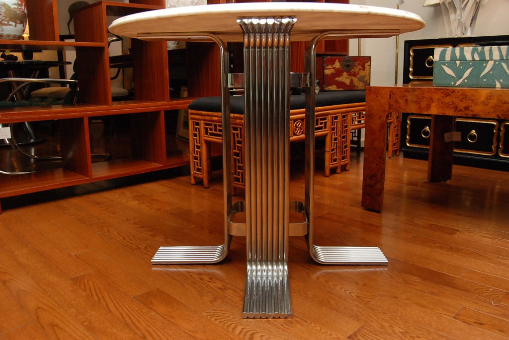 American Mid-Century Marble Top Table with Chrome Base For Sale
