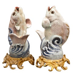 Pair of Japanese Arita Ware Leaping Fish