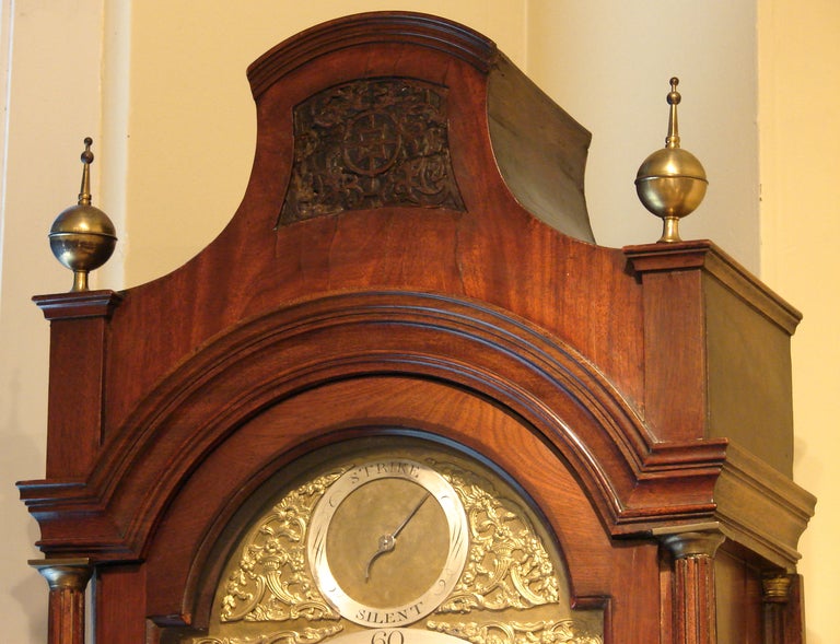 English Late Georgian Mahogany 8 Day Tall Case Clock by Robt Newman