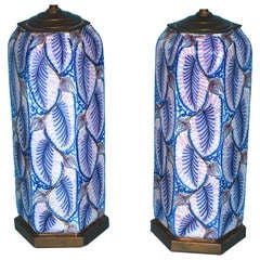 A Pair of Faience Vases  Now as Lamps