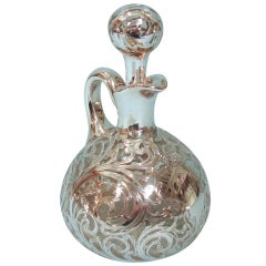 Art Nouveau .999 Fine Silver Filigree over Glass Decanter