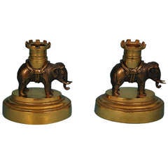 Pair of Bronze and Gilt Brass Elephant FormCandlesticks