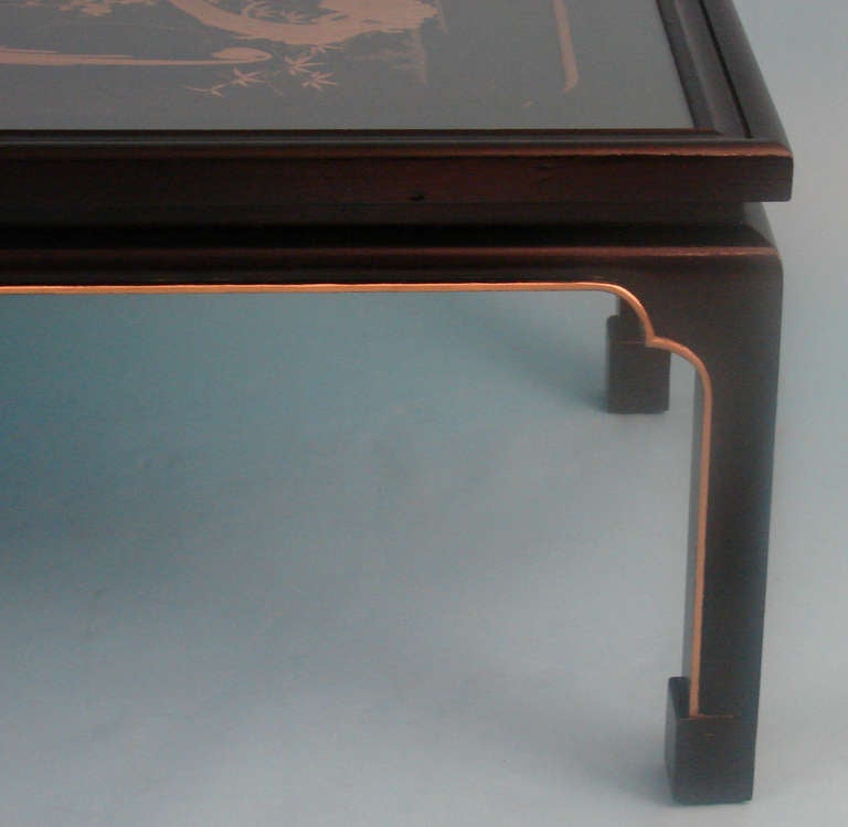 19th Century Japanese Black and Gold Lacquer Panel Now As Coffee Table