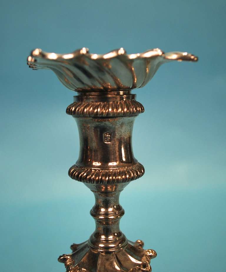 Fine Set of 4 George III Sterling Candlesticks by Ebenezer Coker In Excellent Condition In San Francisco, CA