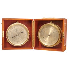 Rare Mahogany Cased English Baro-Cyclometer by H. Hughes & Sons